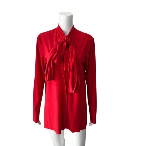 $275 M2057 Maria Pinto Red Tie Neck Blouse Size S - Picture 1 of 6